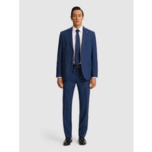 Cacharel Erkek Lacivert Slim Fit Mikro Desen Mono Yaka Saf Yün Takım Elbise 50319162-VR033