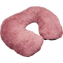Oto Aksesuarcım Yumuşak Tüylü Peluş Kürk Seyahat Boyun Yastığı Pembe