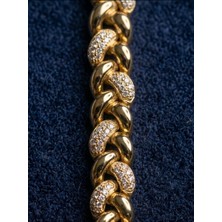 Zarene Silver Xuping Örgü Model 14K Gold Bileklik