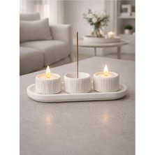 Lunera Accessories Modern Tütsülük ve Mumluk 4’lü Set – 3D Baskı Dekoratif Ev & Masaüstü Aksesuarı
