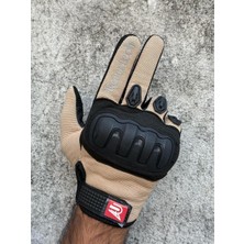 Revertech Aura Krem - Dokunmatik Ekran Uyumlu Erkek Motosiklet Eldiveni + Buff Hediyeli