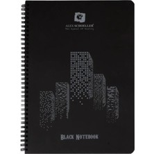 Mikasso Siyah Defter Spiralli Plastik Kapak A5 60YP Yumuşak Spiralli Çizgisiz Küçük Boy Siyah Konsept Defter