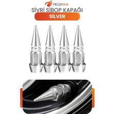 MEGAHAWK Sivri Sibop Kapağı Silver Metal 4 Lü Set Universal Lastik Sibop Koruyucu Kapak