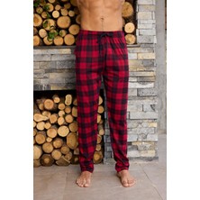 Kly Orta Kalin Penye Ekose Tek Pantolon Pijama %100 Pamuk