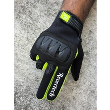Revertech Aura Siyah Neon - Dokunmatik Ekran Uyumlu Erkek Motosiklet Eldiveni + Buff Hediyeli
