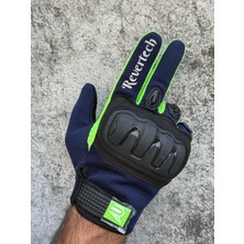 Revertech Aura Lacivert Neon - Dokunmatik Ekran Uyumlu Erkek Motosiklet Eldiveni + Buff Hediyeli