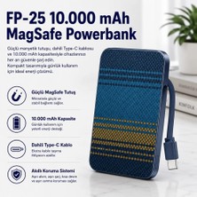 Hızlı Store FP-25 10.000 mAh Dahili Magsafe Type-C Kablolu Powerbank Karbon Desenli Taşınabilir Şarj Cihazı