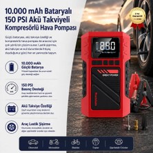 Hızlı Store 10.000 Mah Bataryalı 150 Psı Akü Takviyeli Kompresörlü Hava Pompası