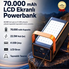 Hızlı Store 70.000MAH 22.5W Hızlı Şarjlı, 4 USB Çıkışlı, LCD Ekranlı Powerbank