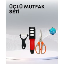 Techugo Çok Fonksiyonlu Mutfak Makas Seti – 3 Makas Bileyici ve Soyacak Dahil