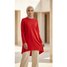 Plistre 2305_KADIN Bisiklet Yakalı Uzun Kollu Süprem Tunik %100 Pamuk