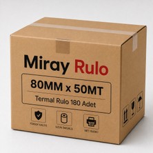Miray Rulo 80MMX50MT - 1 Koli 180 Adet (18 Paket)- Termal Adisyon Rulosu-Yazarkasa Rulosu-Yerli Üretim-Tam Metraj Garantili