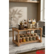 Gugga Rack - Çok Amaçlı 2 Katlı Bambu Çubuklu Banyo ve Mutfak Düzenliyici Stant Organizer 35CM