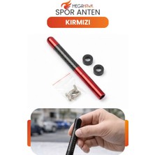 MEGAHAWK Spor Anten Kırmızı Karbon Görünümlü Universal Kısa Oto Anten Vidalı