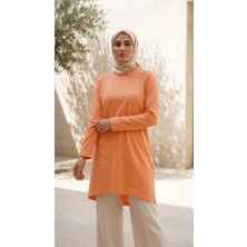 Plistre 2305_KADIN Bisiklet Yakalı Uzun Kollu Süprem Tunik %100 Pamuk