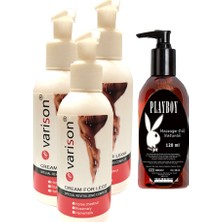 Tiklad Hintohu Varison Varicose Vein Defense Cream ,,diz,bacak Bakım Kremi 120 ml 3 Adet + Playboy Masaj Yağı 120 ml