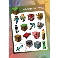 Konfeti.co Özel Tasarım Minecraft Çocuk Geçici Dövme Seti