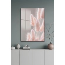KutuTR Soft Pembe Pampas Otu Desenli Dekoratif Temperli Cam Tablo 2d Uv Baskı - YCT564