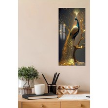 KutuTR 3D Görünümlü Temperli Cam Tablo – Tavus Kuşu Temalı Uv Baskı 30X60 Cm- DCT141
