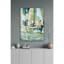 KutuTR Pastel Tonlu Estetik Yelkenli ve Deniz Manzaralı Temperli Cam Tablo 2d Uv Baskı - YCT290