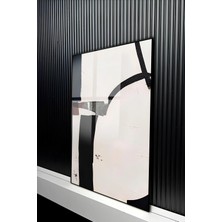 KutuTR Minimalist Siyah Beyaz Soyut Sanat Temalı Temperli Cam Tablo 50X70 cm 2d Uv Baskı - YCT275
