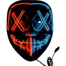 Techugo Hallowen Parti Maskesi Neon LED Işıklı Maske 3 Modlu Cadılar Bayramı Maskesi