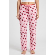 Hadiora Kadın Pembe Kurdele Desenli Bambu Pijama Alt