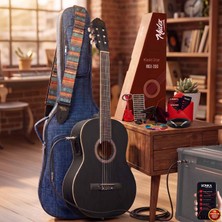Midex MGX-200MBK-EQ Ekolayzerli Profesyonel Elektro Klasik Gitar Seti Mat Siyah 4/4 Üst Segment