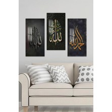 KutuTR 3D Görünümlü 2d Uv Baskı Temperli Cam Tablo Set – Islami Hat Sanatı Tasarımlı – 30X60 Cm- DCS026