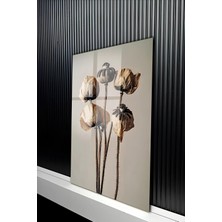 KutuTR Modern Bohem Stil Kurutulmuş Çiçek Tasarımlı Temperli Cam Tablo 50X70 cm 2d Uv Baskı - YCT230