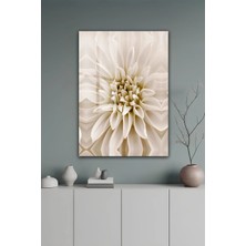 KutuTR Bej Tonlu Dahlia Çiçeği Desenli Modern Temperli Cam Tablo 2d Uv Baskı - YCT638