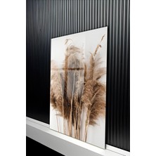 KutuTR Beyaz Fon Üzeri Estetik Pampas Otu Buketi Temalı Temperli Cam Tablo 50X70 cm 2d Uv Baskı - YCT151