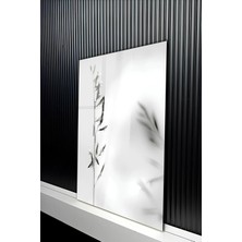 KutuTR Minimalist Siyah Beyaz Ince Dal ve Gölge Temalı Temperli Cam Tablo 50X70 cm 2d Uv Baskı - YCT186