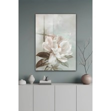 KutuTR Minimalist Soft Tonlu Beyaz Orkide Tasarımlı Temperli Cam Tablo 2d Uv Baskı - YCT298
