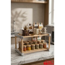 Gugga Rack - Çok Amaçlı 2 Katlı Bambu Çubuklu Banyo ve Mutfak Düzenliyici Stant Organizer 35CM