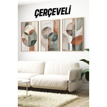 KutuTR 3’lü Mdf Tablo Seti – Modern Soyut Formlar ve Yumuşak Toprak Tonları – 2d Uv Baskı CRV1256