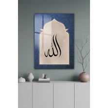 KutuTR Modern Islami Lacivert ve Gold Detaylı Temperli Cam Tablo 2d Uv Baskı - YCT343