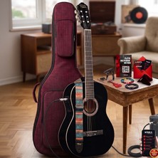 Midex MGX-200BK-EQ Ekolayzerli Profesyonel Elektro Klasik Gitar Seti Siyah 4/4 Üst Segment