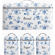Laura Ashleychina Rose Ekmek Kutusu ve 3'lü Saklama Kabı Seti