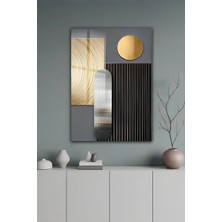 KutuTR Gümüş Detaylı Modern Geometrik Soyut Sanat Temperli Cam Tablo 2d Uv Baskı - YCT295