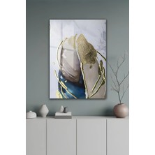 KutuTR Soyut Altın Dokulu Mermer Efektli Temperli Cam Tablo 50X70 cm 2d Uv Baskı - YCT596