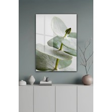 KutuTR Modern Minimalist Okaliptüs Yaprağı Tasarımlı Temperli Cam Tablo 2d Uv Baskı - YCT300