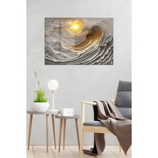 KutuTR Dalga ve Güneş Temalı Temperli Cam Tablo 50X70 cm 2d Uv Baskı - YCT010