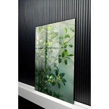 KutuTR Canlı Yeşil Yapraklar ve Doğal Bitki Temalı Temperli Cam Tablo 50X70 cm 2d Uv Baskı - YCT168