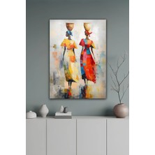 KutuTR Afro Kadınlar Temalı Renkli Soyut Temperli Cam Tablo 50X70 cm 2d Uv Baskı - YCT088