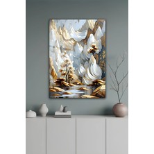 KutuTR Modern Sanat Çiçek ve Kaya Figürlü Temperli Cam Tablo 2d Uv Baskı - YCT373