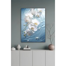 KutuTR Orkide Çiçekli Temperli Cam Tablo 50X70 cm 2d Uv Baskı - YCT089