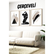 KutuTR Modern Soyut Figür ve Minimal Sanat Temalı 3’lü Mdf Tablo Seti – 2d Uv Baskı CRV1252