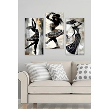 KutuTR 3D Görünümlü 2d Uv Baskı Temperli Cam Tablo Set –modern Afrika Silüet Dans Figürleri 30X60CM- DCS017