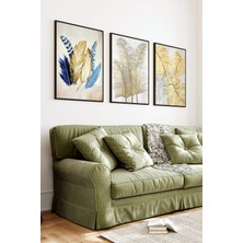 KutuTR Siyah Çerçeveli 2d Uv Baskı 3’lü Mdf Tablo Set – Yaprak ve Doğa Temalı- Siyah CRV1172